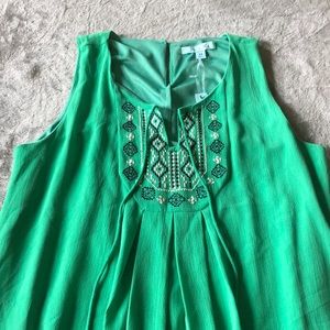 Green dress.